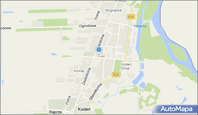 Kodeń, Spółdzielcza, mapa Kodeń