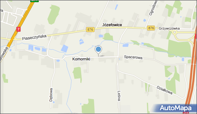 Komorniki gmina Tarczyn, Spacerowa, mapa Komorniki gmina Tarczyn