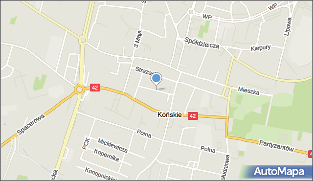 Końskie, Spokojna, mapa Końskie