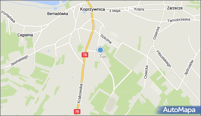 Koprzywnica powiat sandomierski, Sportowa, mapa Koprzywnica powiat sandomierski