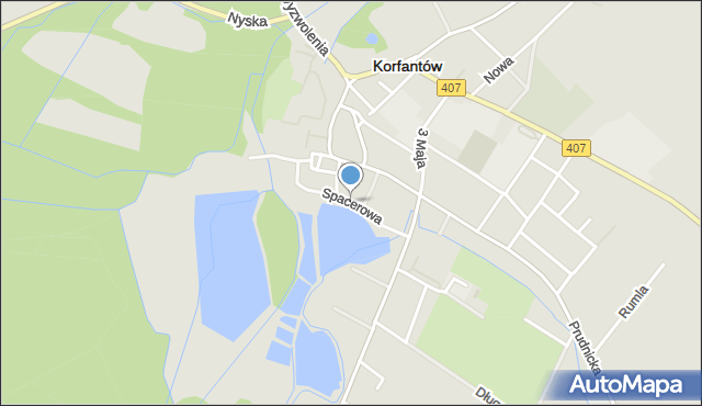 Korfantów, Spacerowa, mapa Korfantów