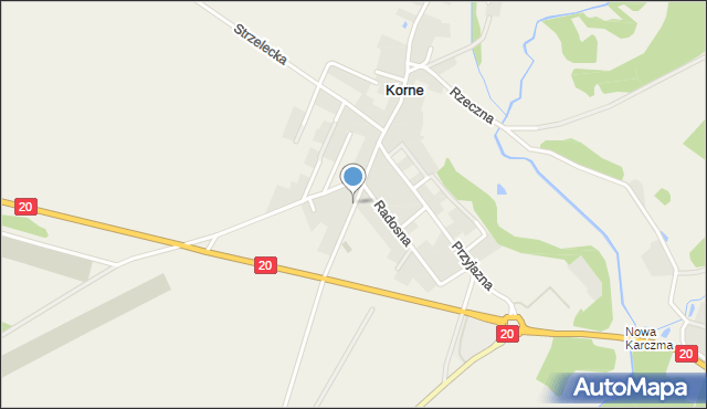 Korne, Sportowa, mapa Korne