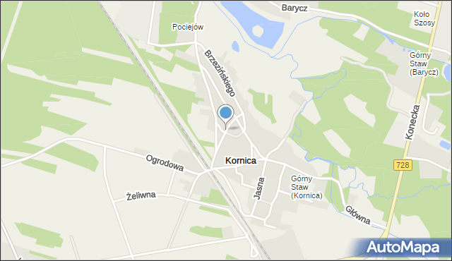 Kornica, Spacerowa, mapa Kornica