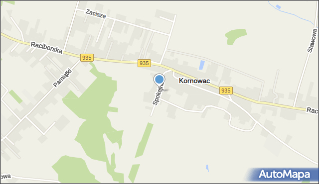 Kornowac, Spokojna, mapa Kornowac