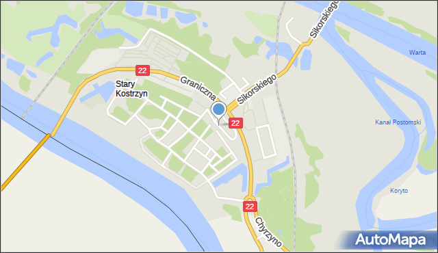 Kostrzyn nad Odrą, Spichrzowa, mapa Kostrzyn nad Odrą