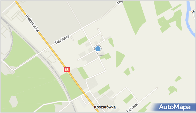 Koszarówka gmina Grajewo, Spacerowa, mapa Koszarówka gmina Grajewo