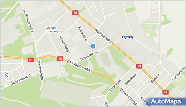 Kozienice, Sportowa, mapa Kozienice