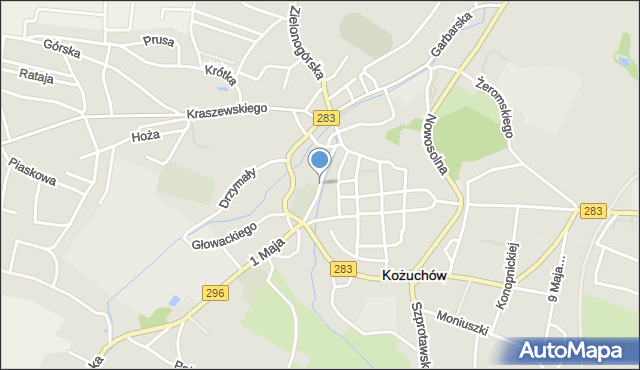 Kożuchów powiat nowosolski, Spacerowa, mapa Kożuchów powiat nowosolski