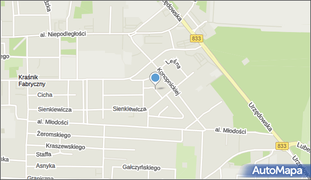 Kraśnik, Spacerowa, mapa Kraśnik