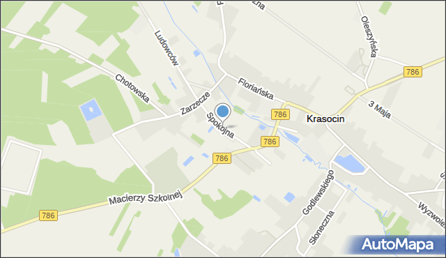 Krasocin, Spokojna, mapa Krasocin