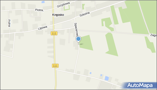 Krępsko gmina Goleniów, Spacerowa, mapa Krępsko gmina Goleniów