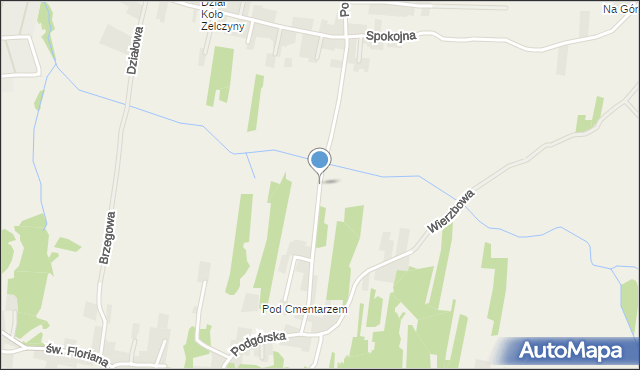 Krzęcin gmina Skawina, Spokojna, mapa Krzęcin gmina Skawina