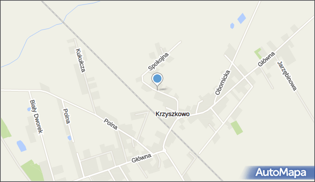 Krzyszkowo, Spokojna, mapa Krzyszkowo