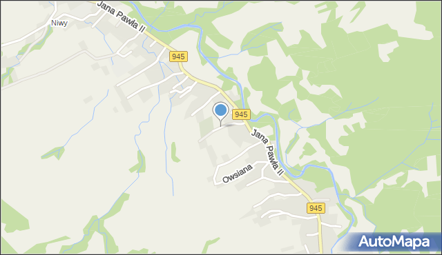 Krzyżowa gmina Jeleśnia, Spokojna, mapa Krzyżowa gmina Jeleśnia