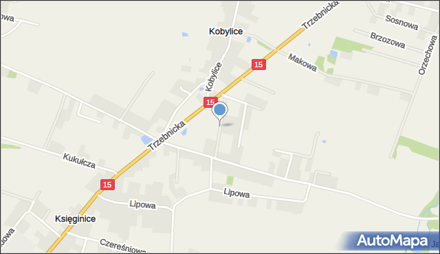 Księginice gmina Trzebnica, Spacerowa, mapa Księginice gmina Trzebnica