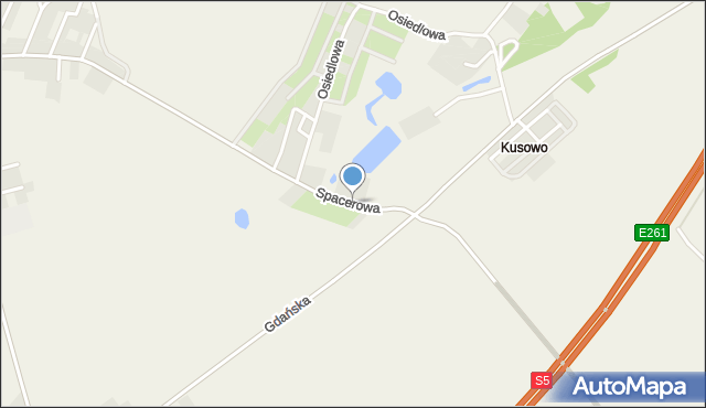 Kusowo gmina Dobrcz, Spacerowa, mapa Kusowo gmina Dobrcz