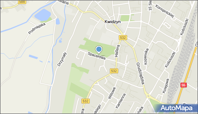 Kwidzyn, Spacerowa, mapa Kwidzyn