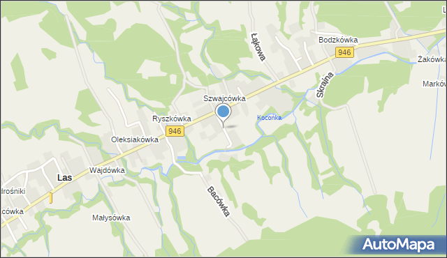 Las gmina Ślemień, Spadzista, mapa Las gmina Ślemień