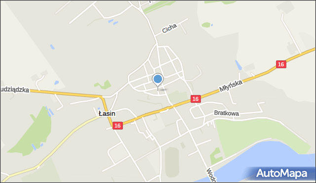Łasin, Spichrzowa, mapa Łasin