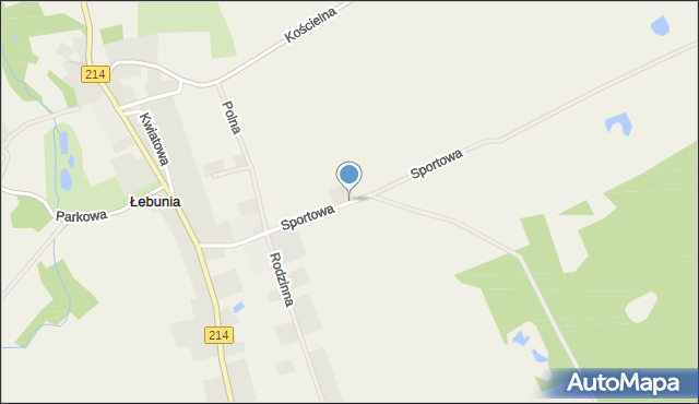 Łebunia, Sportowa, mapa Łebunia