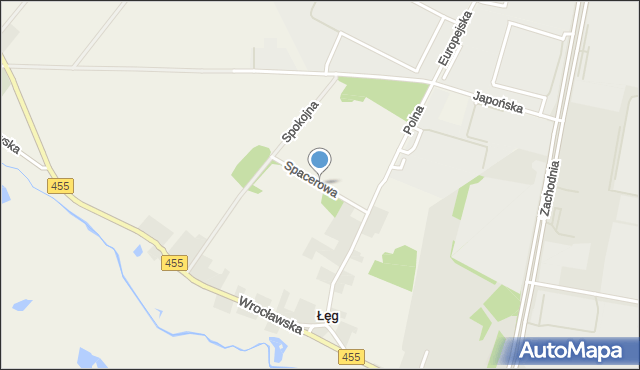Łęg gmina Jelcz-Laskowice, Spacerowa, mapa Łęg gmina Jelcz-Laskowice