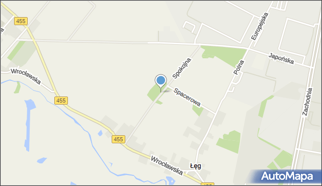 Łęg gmina Jelcz-Laskowice, Spokojna, mapa Łęg gmina Jelcz-Laskowice