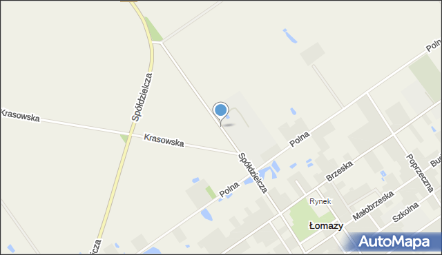 Łomazy, Spółdzielcza, mapa Łomazy