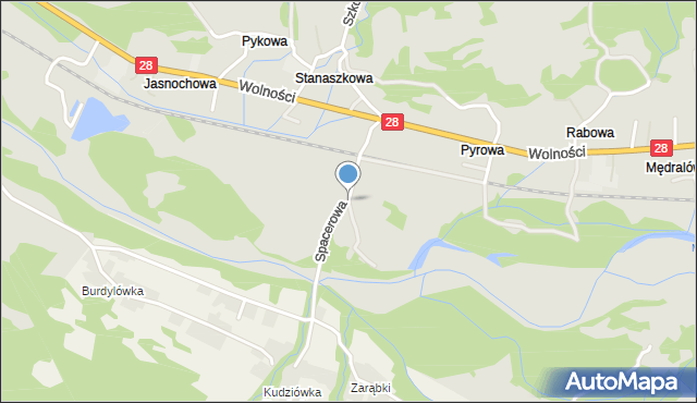 Maków Podhalański, Spacerowa, mapa Maków Podhalański