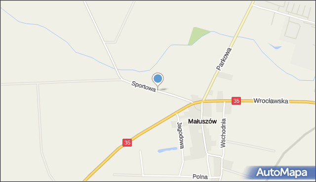 Małuszów gmina Kobierzyce, Sportowa, mapa Małuszów gmina Kobierzyce