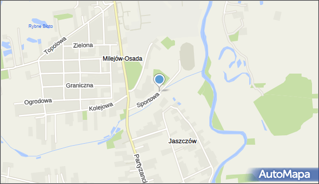 Milejów-Osada, Sportowa, mapa Milejów-Osada