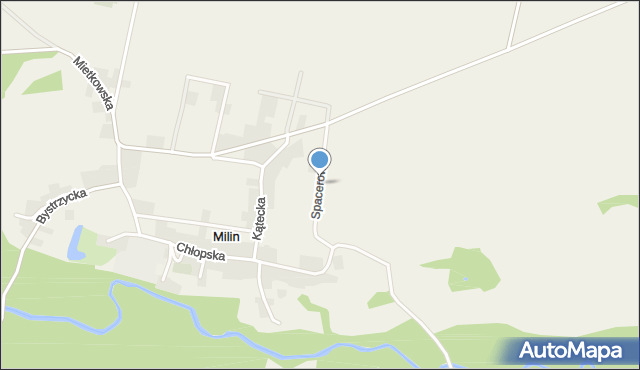 Milin gmina Mietków, Spacerowa, mapa Milin gmina Mietków