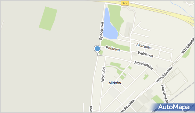 Mirków gmina Długołęka, Spacerowa, mapa Mirków gmina Długołęka