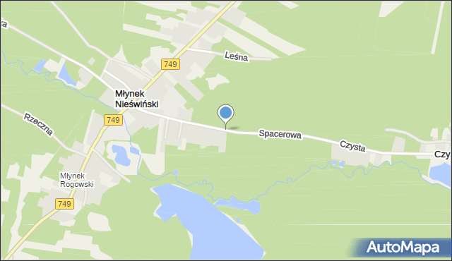 Młynek Nieświński, Spacerowa, mapa Młynek Nieświński