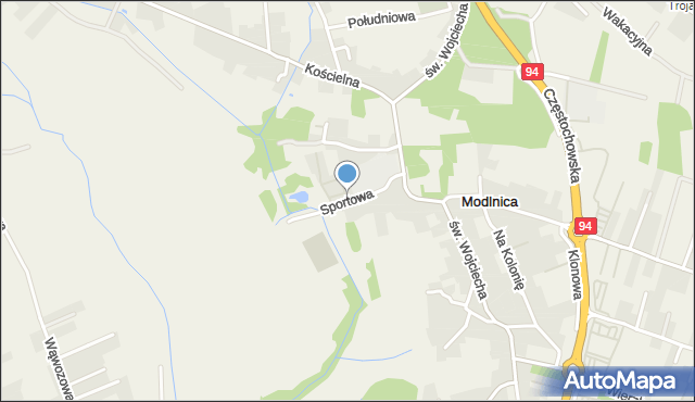 Modlnica, Sportowa, mapa Modlnica