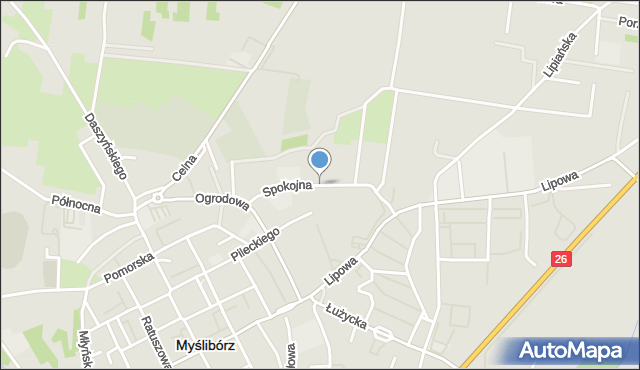 Myślibórz, Spokojna, mapa Myślibórz