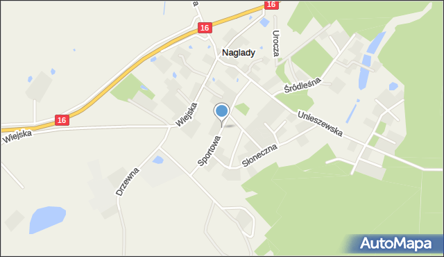 Naglady, Sportowa, mapa Naglady