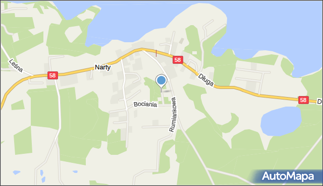 Narty gmina Jedwabno, Spacerowa, mapa Narty gmina Jedwabno