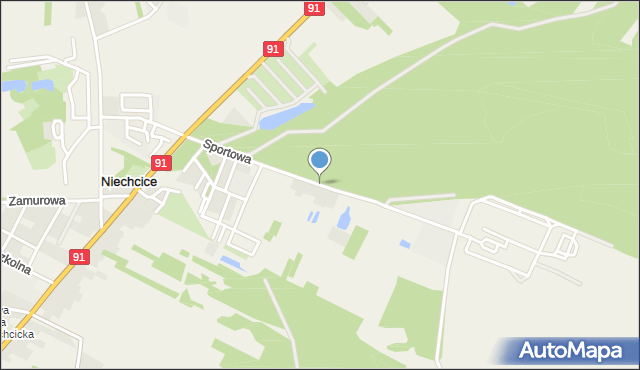 Niechcice, Sportowa, mapa Niechcice