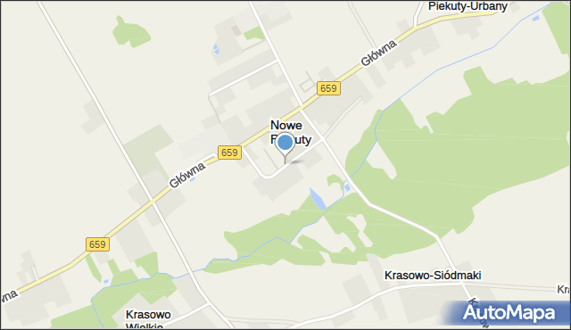 Nowe Piekuty, Spokojna, mapa Nowe Piekuty