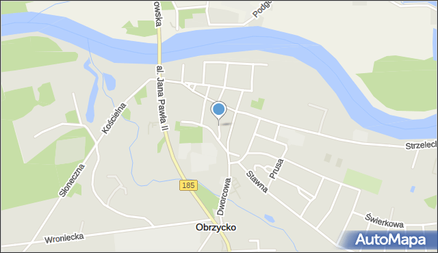 Obrzycko, Spichrzowa, mapa Obrzycko