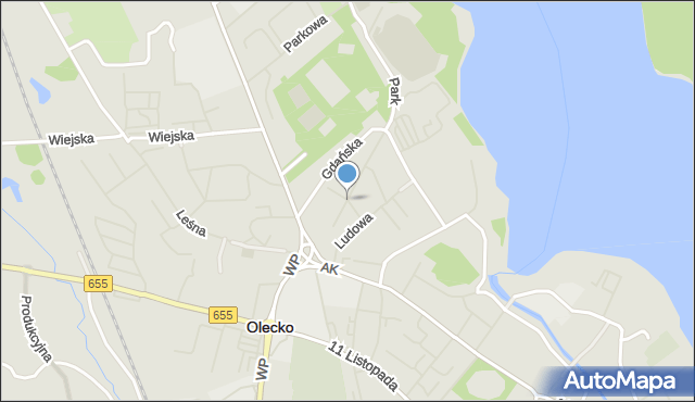 Olecko, Spacerowa, mapa Olecko