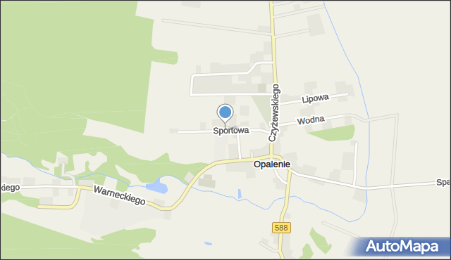Opalenie, Sportowa, mapa Opalenie