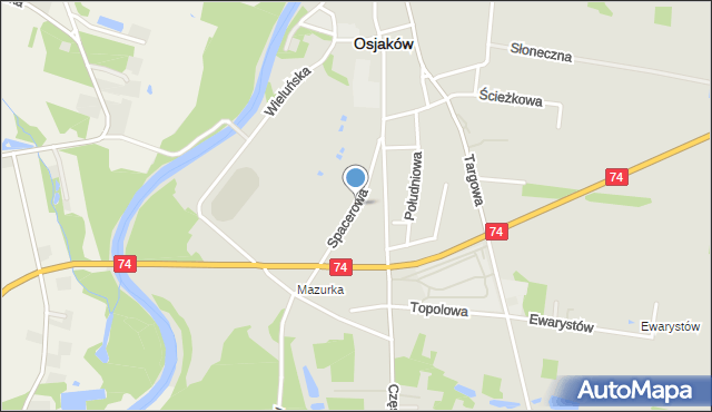 Osjaków, Spacerowa, mapa Osjaków