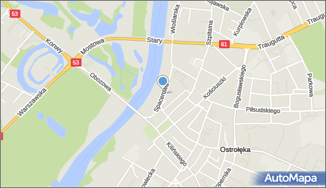 Ostrołęka, Spacerowa, mapa Ostrołęka