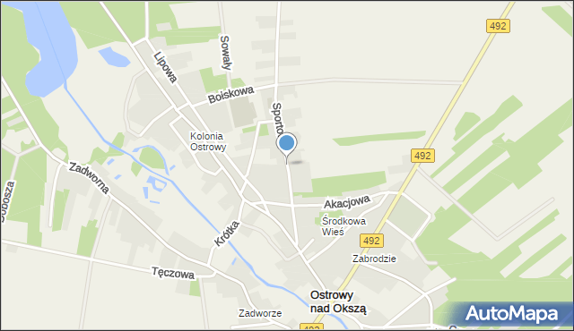 Ostrowy nad Okszą, Sportowa, mapa Ostrowy nad Okszą