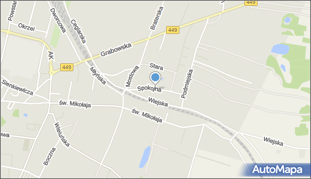 Ostrzeszów, Spokojna, mapa Ostrzeszów