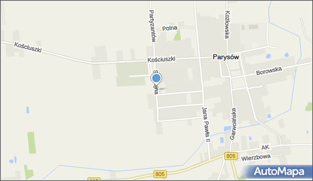 Parysów, Spokojna, mapa Parysów