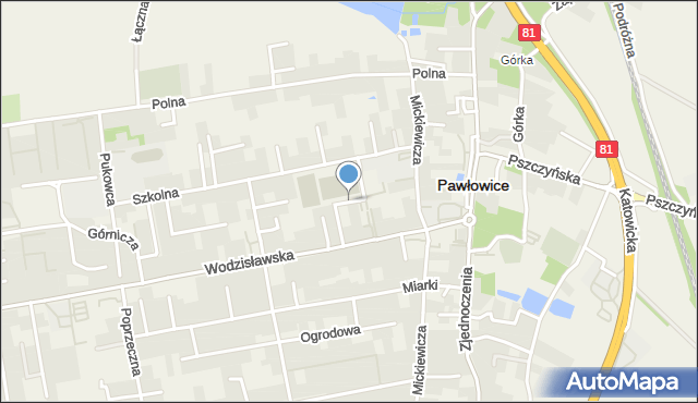 Pawłowice powiat pszczyński, Sportowa, mapa Pawłowice powiat pszczyński