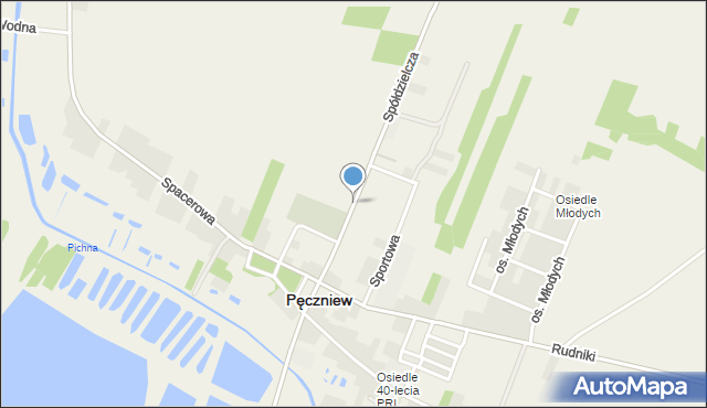 Pęczniew, Spółdzielcza, mapa Pęczniew