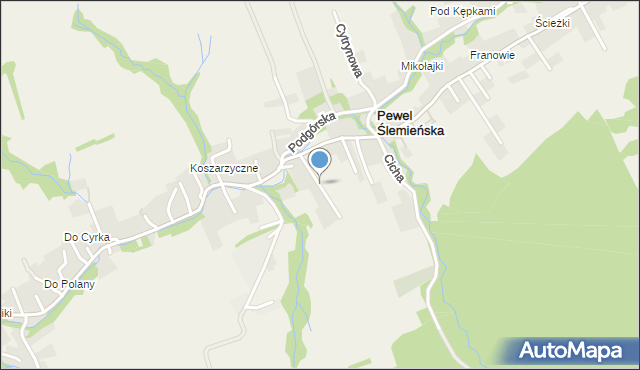 Pewel Ślemieńska, Sportowa, mapa Pewel Ślemieńska